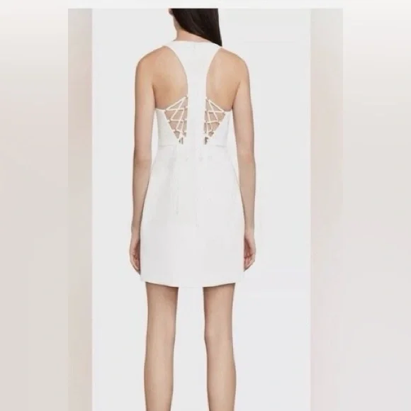 BCBG Ely halter dress off white with lace up back - Picture 3 of 5